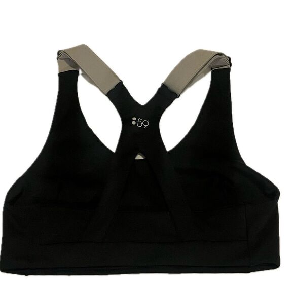 Addison Bay Gather Adjustable Straps Sports Bra Black Gray Size Small - Picture 3 of 4